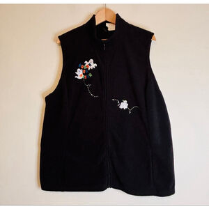 Holiday Editions Black Halloween Ghost Trick or Treat Fleece Vest XXL Spooky